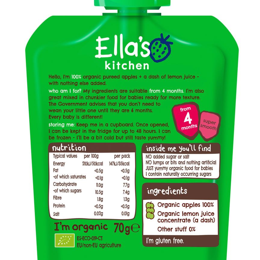 Ella's Kitchen Organic Apples First Tastes Baby Pouch 4+ Months