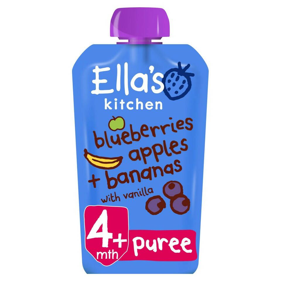 Ella's Kitchen Organic Bluberries, Apples, Bananas and Vanilla Baby Pouch 4+ Months 120g