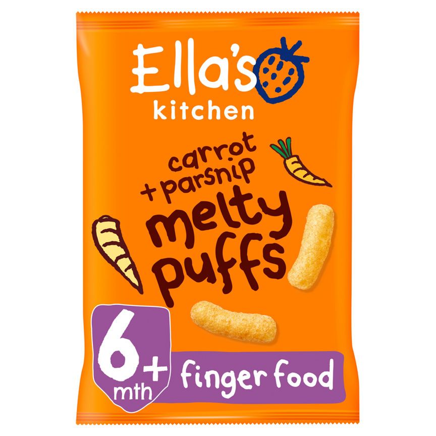 Ella's Kitchen Organic Carrot and Parsnip Melty Puffs Baby Snack 6+ Months