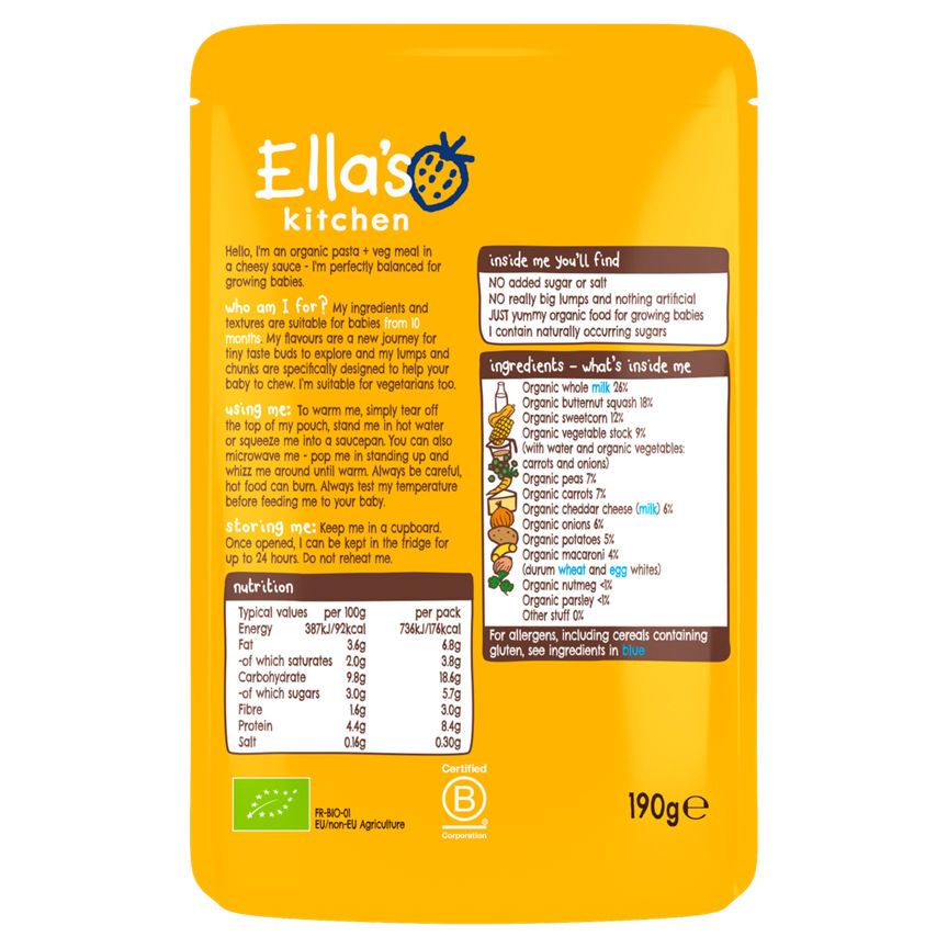 Ella's Kitchen Organic Cheesy Pasta Baby Pouch 10+ Months