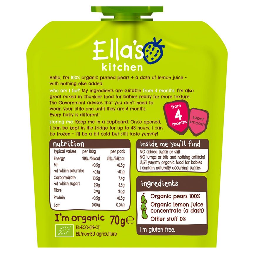 Ella's Kitchen Organic Pears First Tastes Baby Pouch 4+ Months