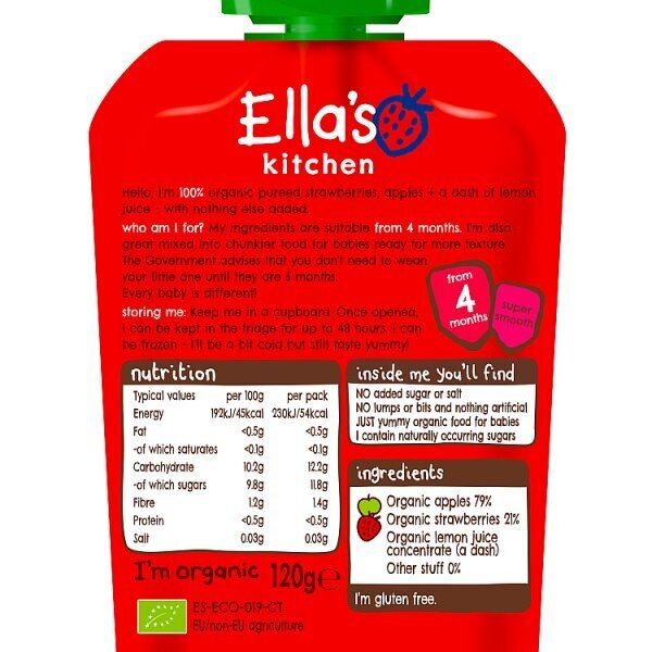 Ella's Kitchen Organic Strawberries &amp;amp; Apples 4m+ 120g