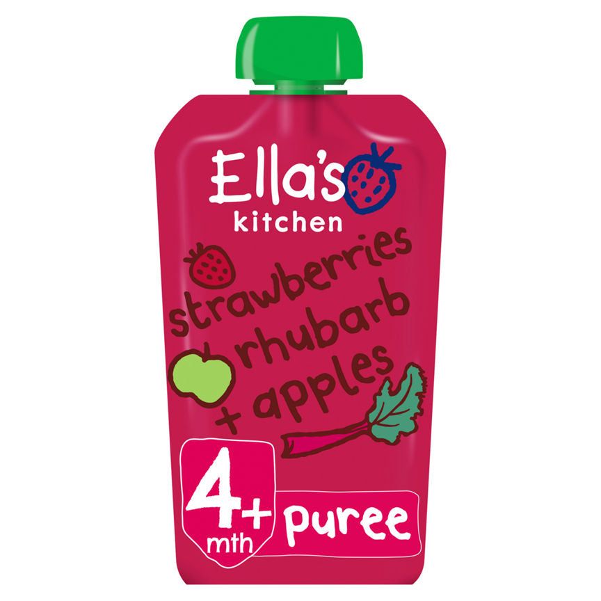 Ella's Kitchen Organic Strawberries, Rhubarb and Apples Baby Pouch 4+ Months