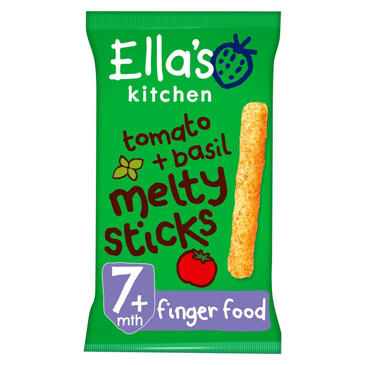 Ella's Kitchen Organic Tomato and Basil Melty Sticks Baby Snack 7+ Months 16g