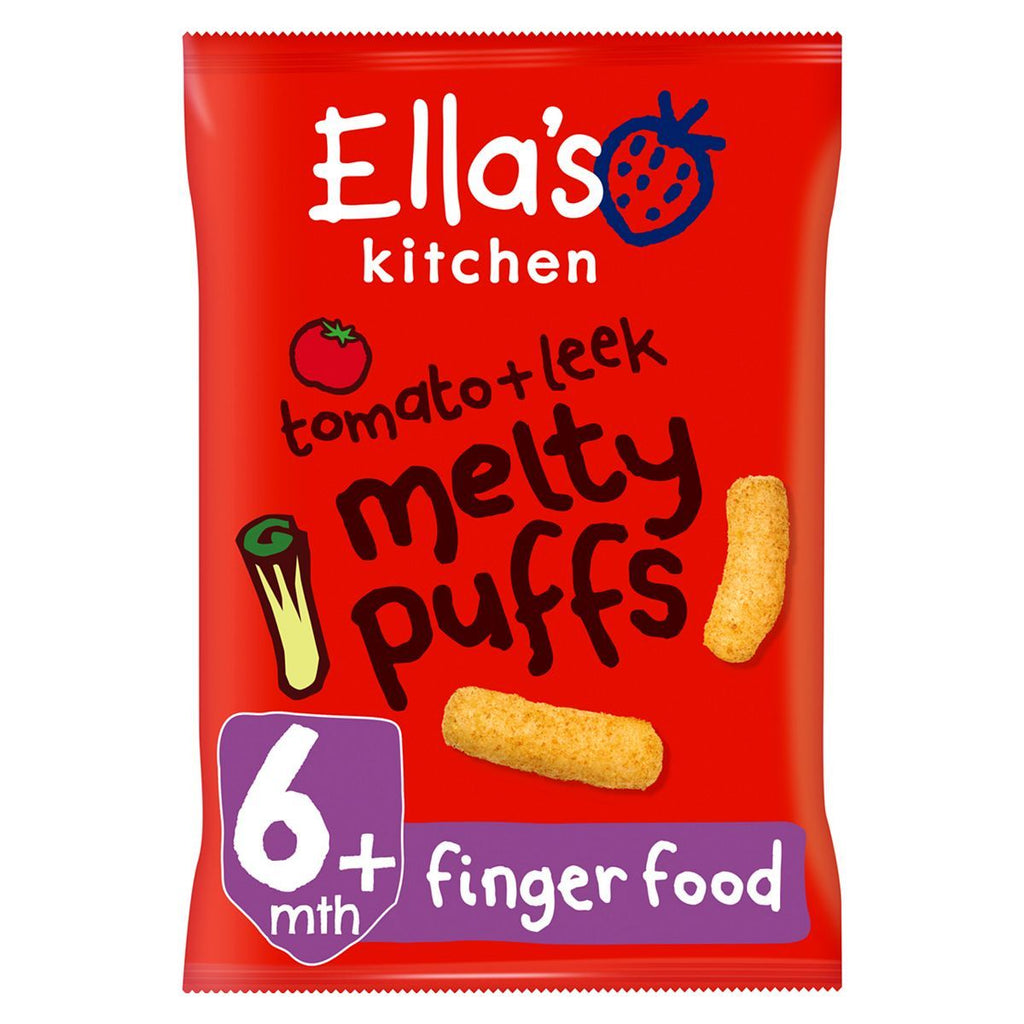 Ella's Kitchen Organic Tomato and Leek Melty Puffs Baby Snack 6+ Months 20g