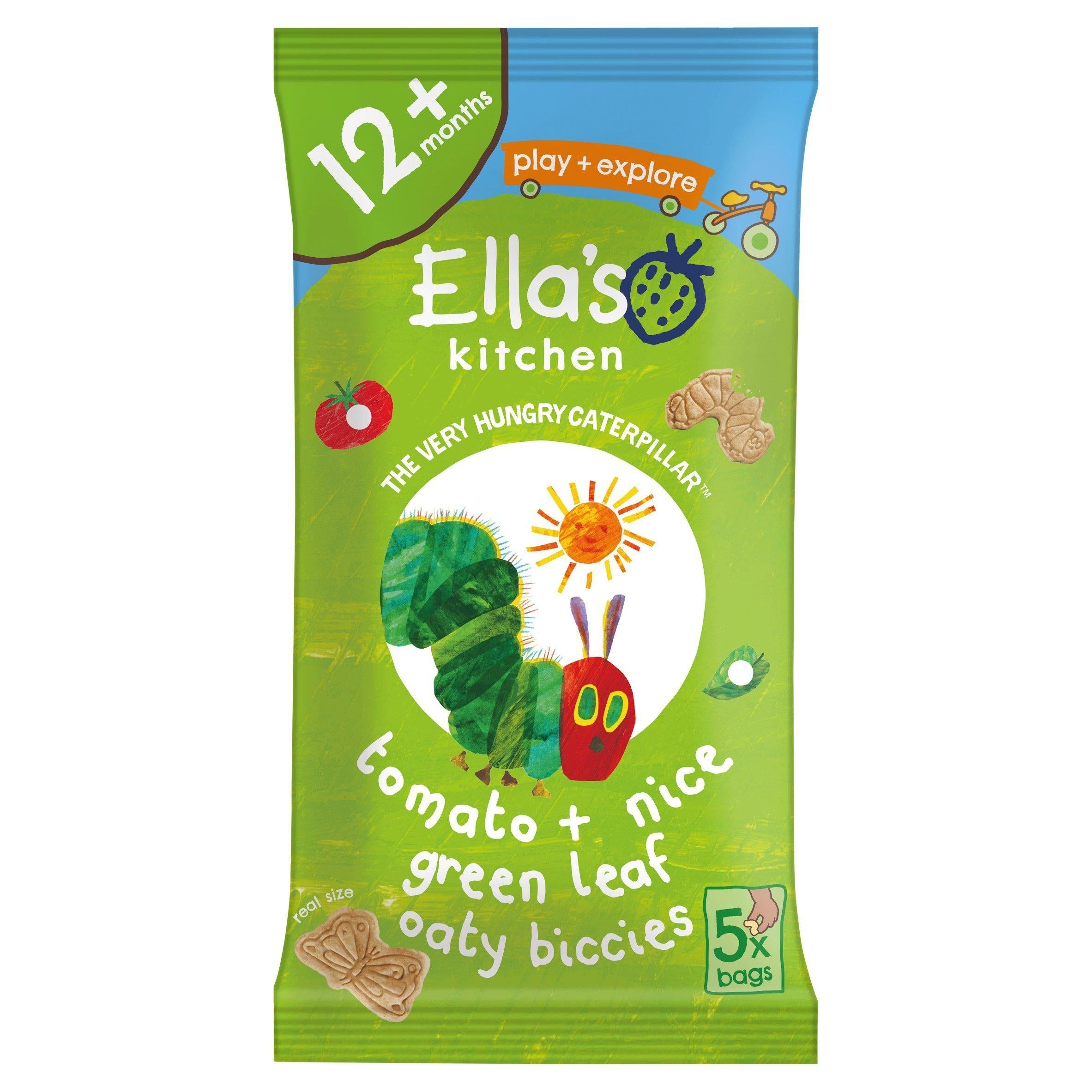 Ella's Kitchen Organic Tomato &amp;amp; Basil Oaty Biscuits Multipack Toddler Snack 12+ Months 6x20g