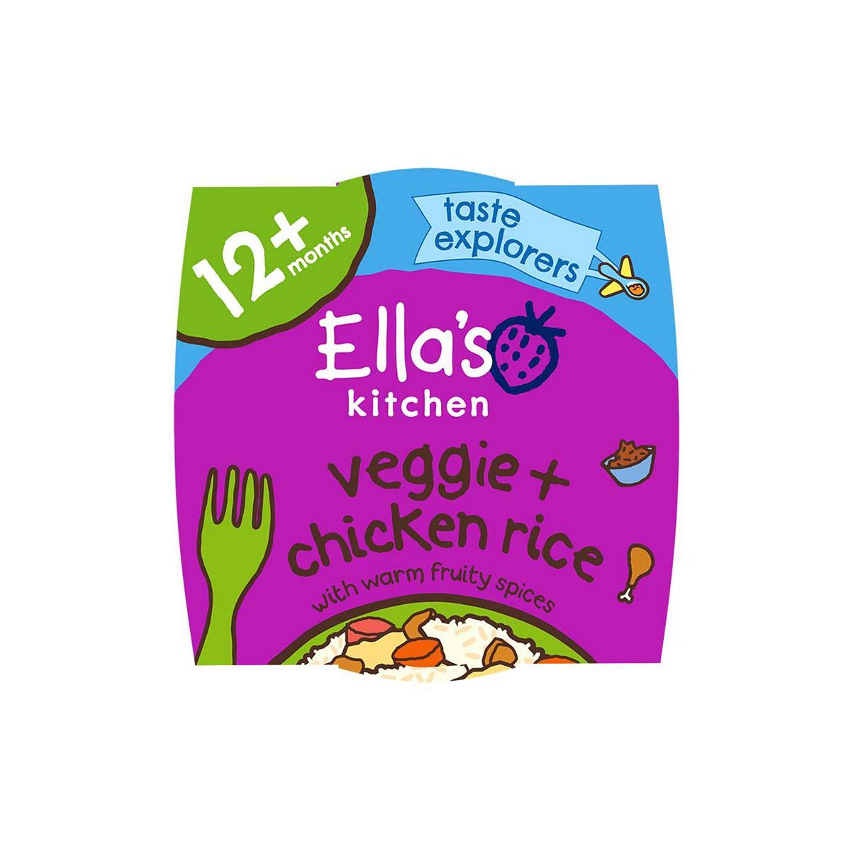 Ella's Kitchen Organic Vegetable Chicken Rice Toddler Tray Meal 12+ Months 200g