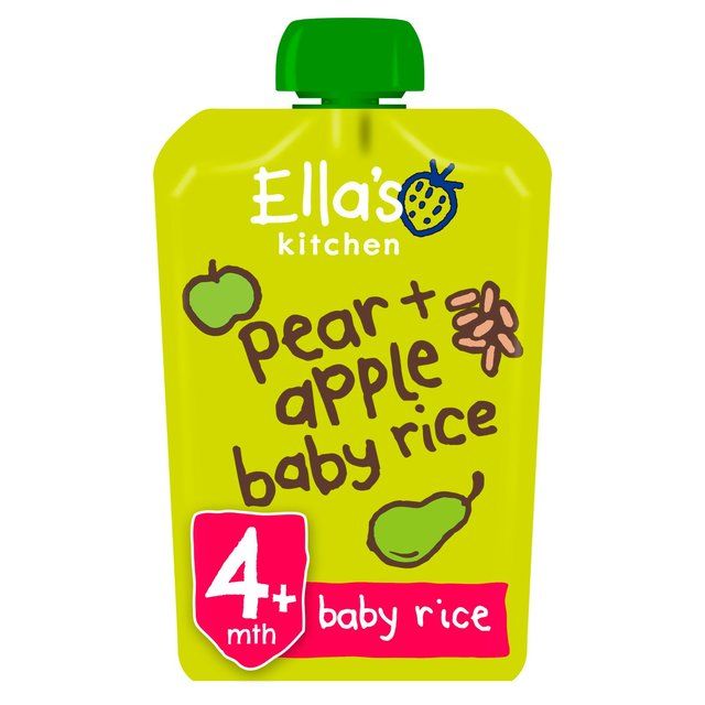 Ella's Kitchen Pear &amp;amp; Apple Baby Rice Baby Food Pouch 4+ Months   120g