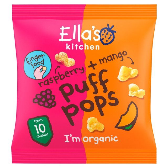 Ella's Kitchen Raspberry + Mango Puff Pops Multipack Baby Snack 10+ Months   4 x 9g