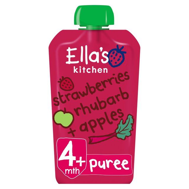 Ella's Kitchen Strawberries Rhubarb & Apples Baby Food Pouch 4+ Months   120g