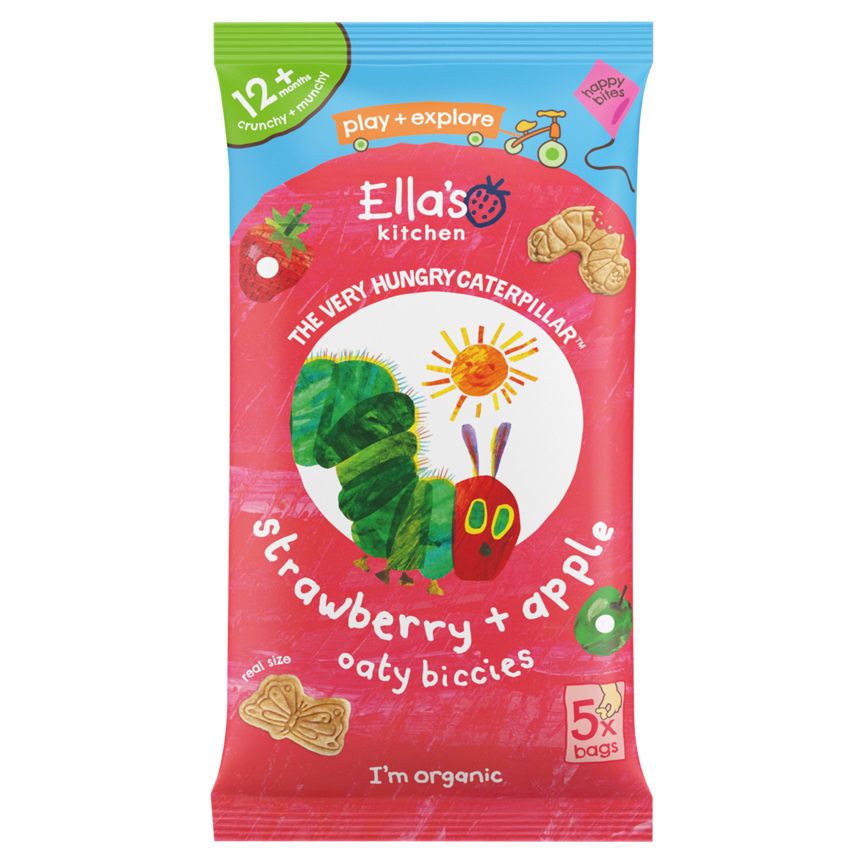 Ella's Kitchen Strawberry + Apple Oaty Biccies 12+ Months 5x