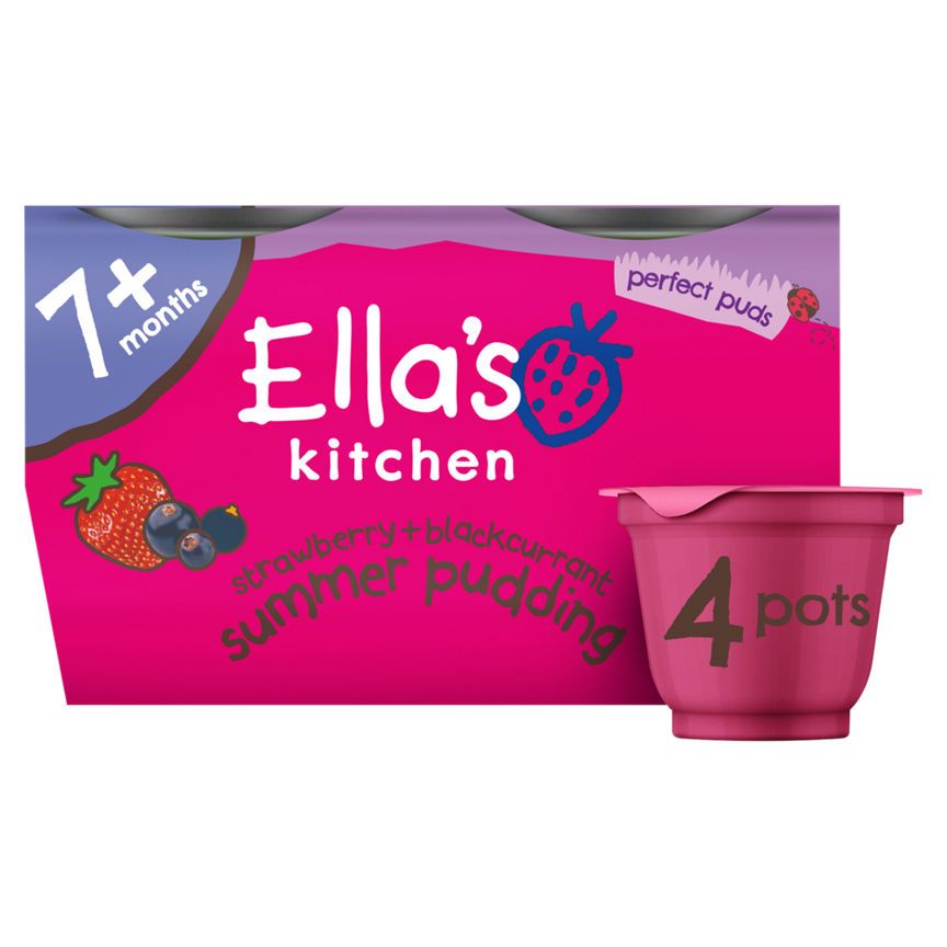 Ella's Kitchen Strawberry + Blackcurrant Summer Pudding 7+ Months 4 x 80g (320g)