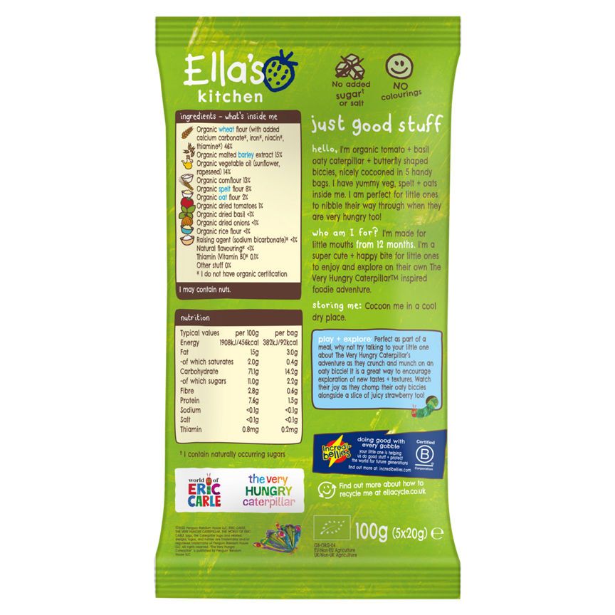 Ella's Kitchen Tomato + Nice Green Leaf Oaty Biccies 12+ Months 5x