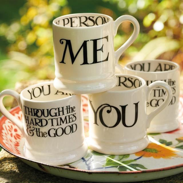 Emma Bridgewater Black Toast You &amp;amp; Me 1/2 Pint Mugs Boxed   2 per pack