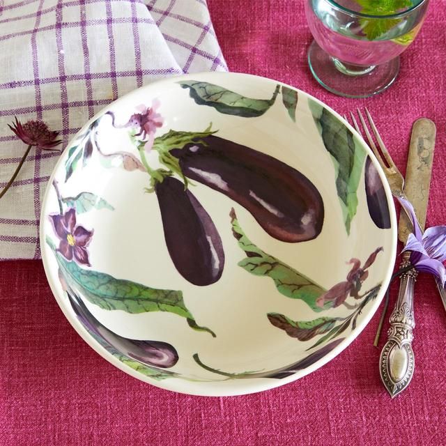 Emma Bridgewater Vegetable Garden Aubergine &amp;amp; Flowers Medium Pasta Bowl