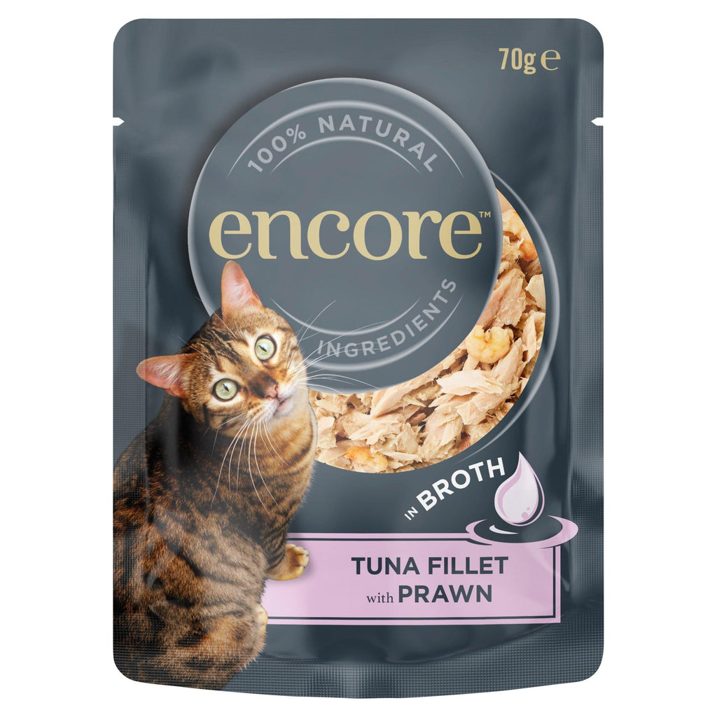 Encore Natural Tuna With Prawn In Broth Cat Pouch 70g