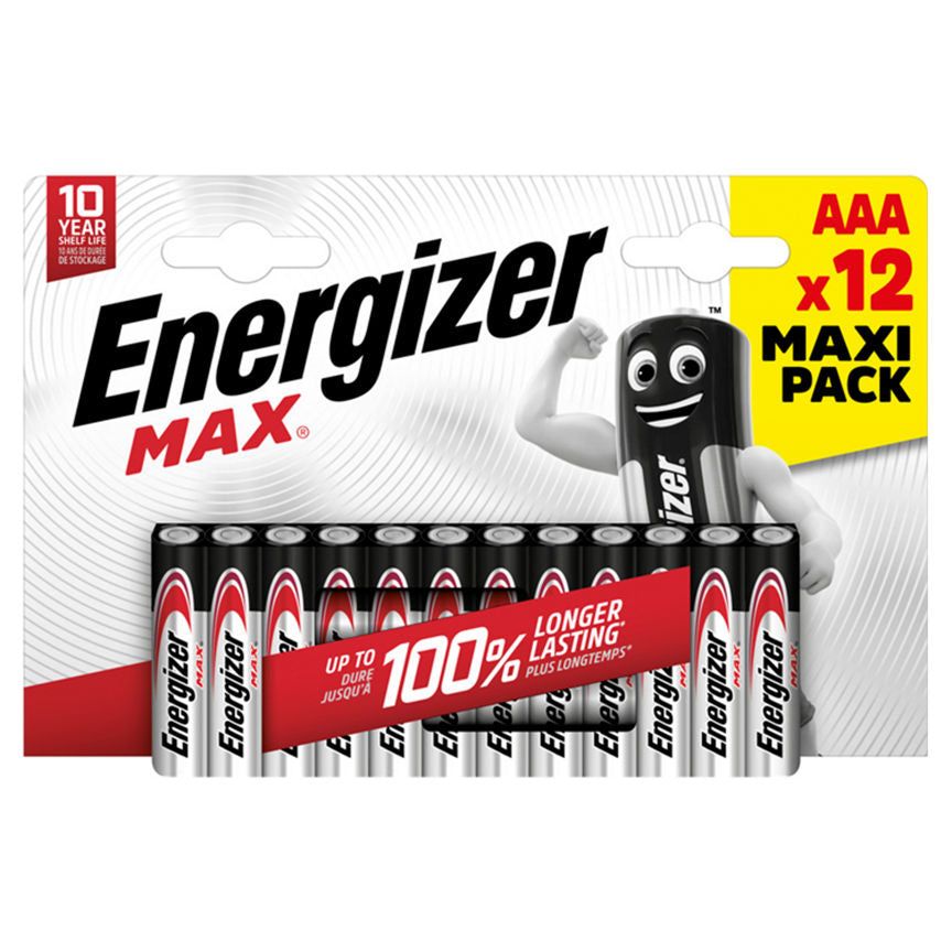 Energizer Max AAA Batteries, Alkaline, 12 Pack