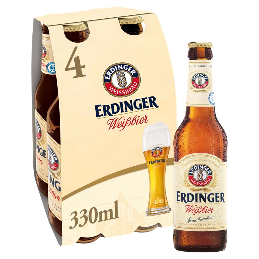 Erdinger Weissbier Wheat Beer 4 x 330ml Bottle