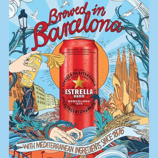 Estrella Damm Premium Lager Beer Cans   10 x 330ml