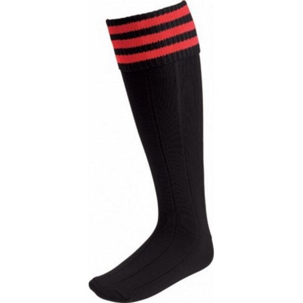 Euro Kids Stripe Detail Football Socks (3-6) Black/Scarlet