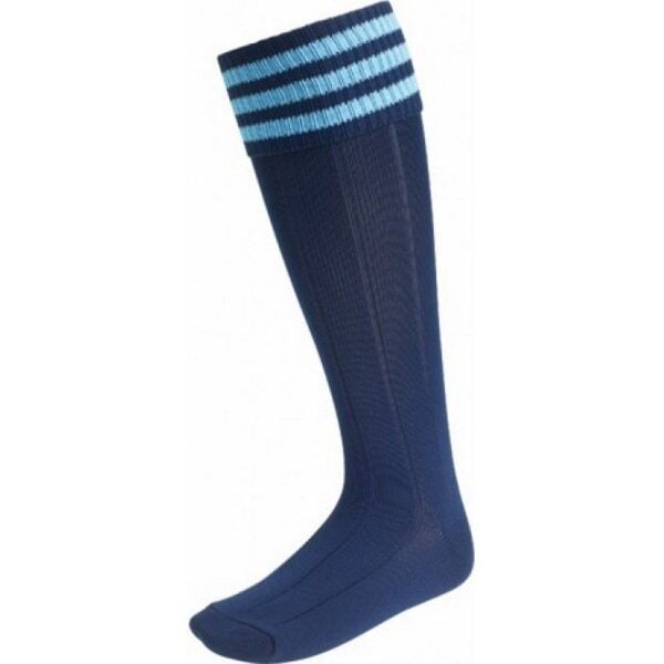 Euro Kids Stripe Detail Football Socks (3-6) Navy/Sky Blue