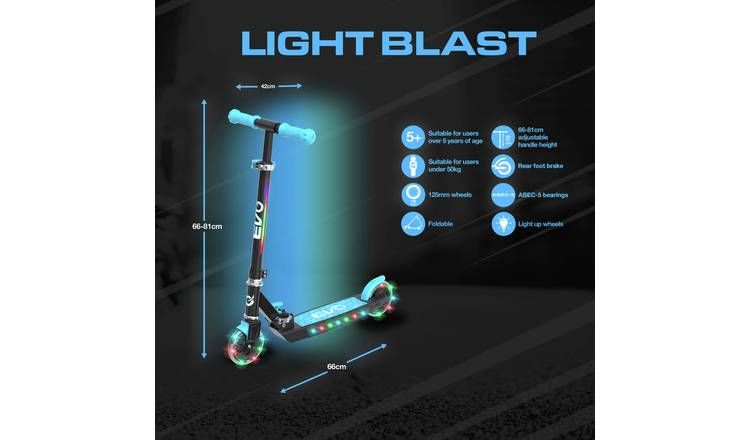 EVO Light Blast Foldable 2 Wheel Scooter - Blue