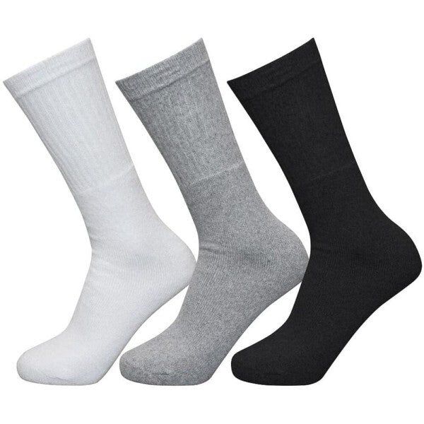 Exceptio Adult Sports Crew Socks (Pack of 3) (8-12) Black/Grey/White