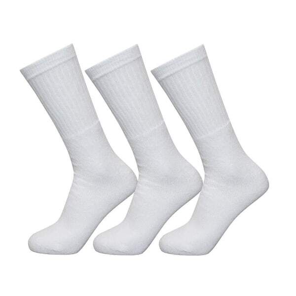 Exceptio Adult Sports Crew Socks (Pack of 3) (8-12) White