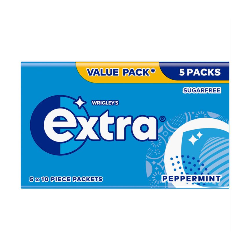 Extra Peppermint Sugarfree Chewing Gum Multipack 5 x 10 Pieces