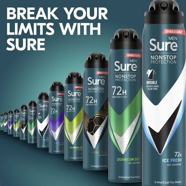 Sure Men Antiperspirant Deo Aerosol Nonstop Invis Ice 250ml GOODS Superdrug   