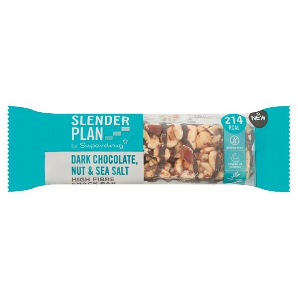 Superdrug Slenderplan Dark Chocolate & Sea Salt Nut Bar 40g GOODS Superdrug   