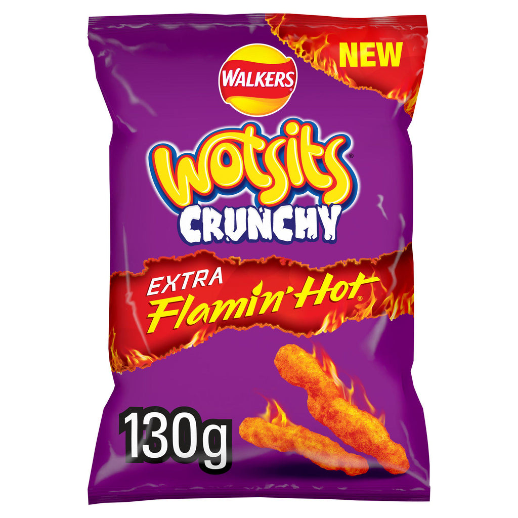 Wotsits Crunchy Extra Flamin Hot Sharing Bag Crisps 130g