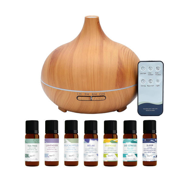 WellbeingMe Aroma Diffuser & Seven Pure Essential Oils (LW)