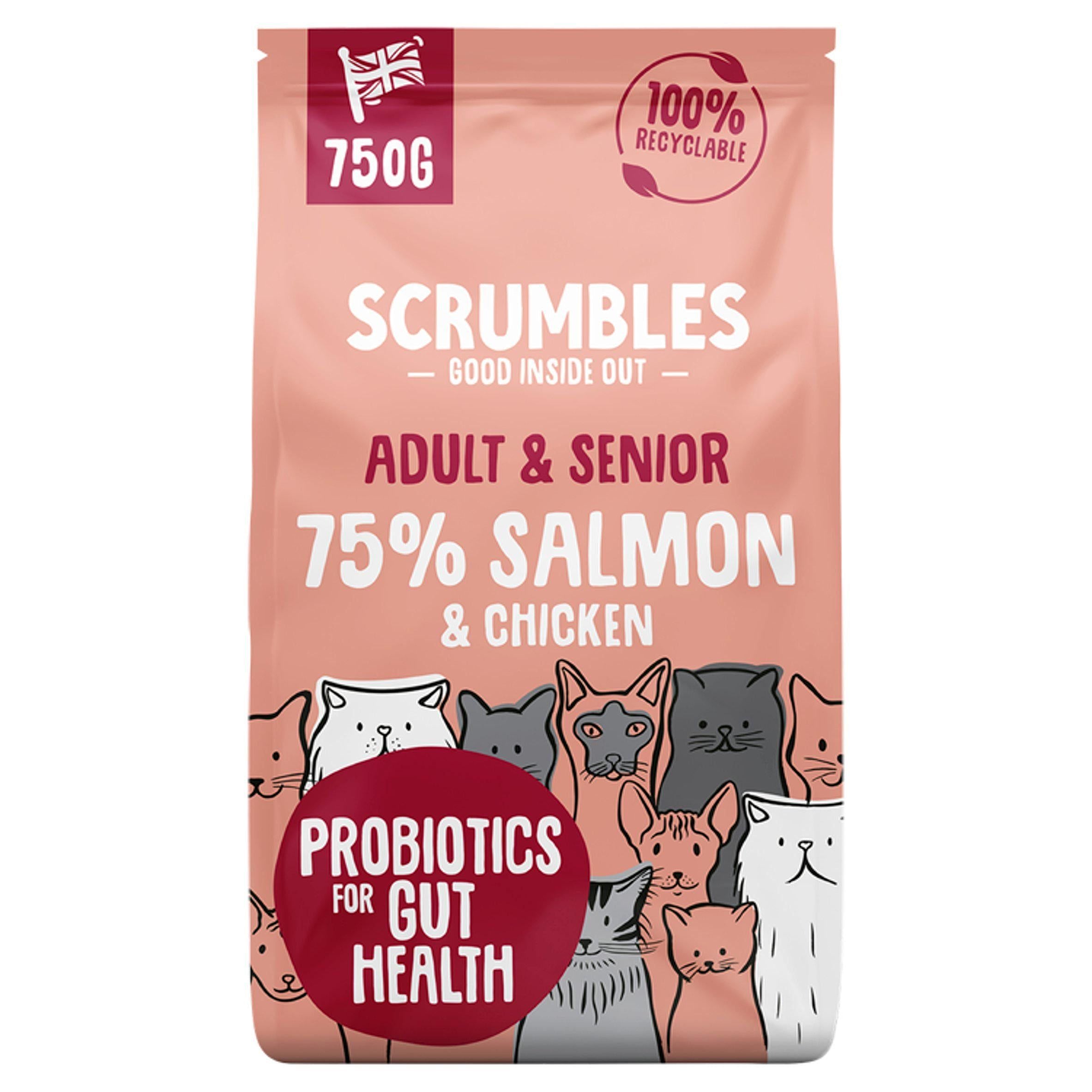 Scrumbles Salmon Adult & Senior Dry Cat Food 750g Advanced nutrition cat food Sainsburys   