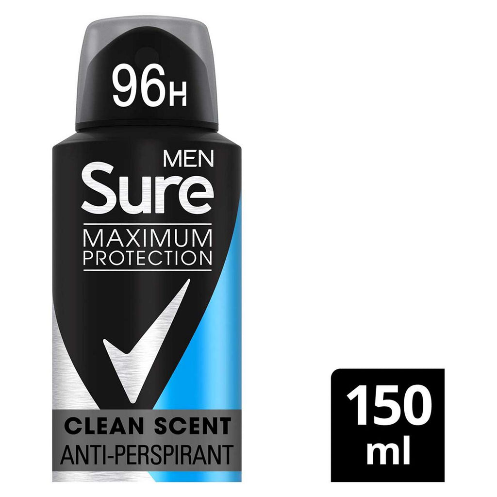 Sure Men Maximum Protection Clean Scent Anti-perspirant Deodorant Aerosol 150 ml