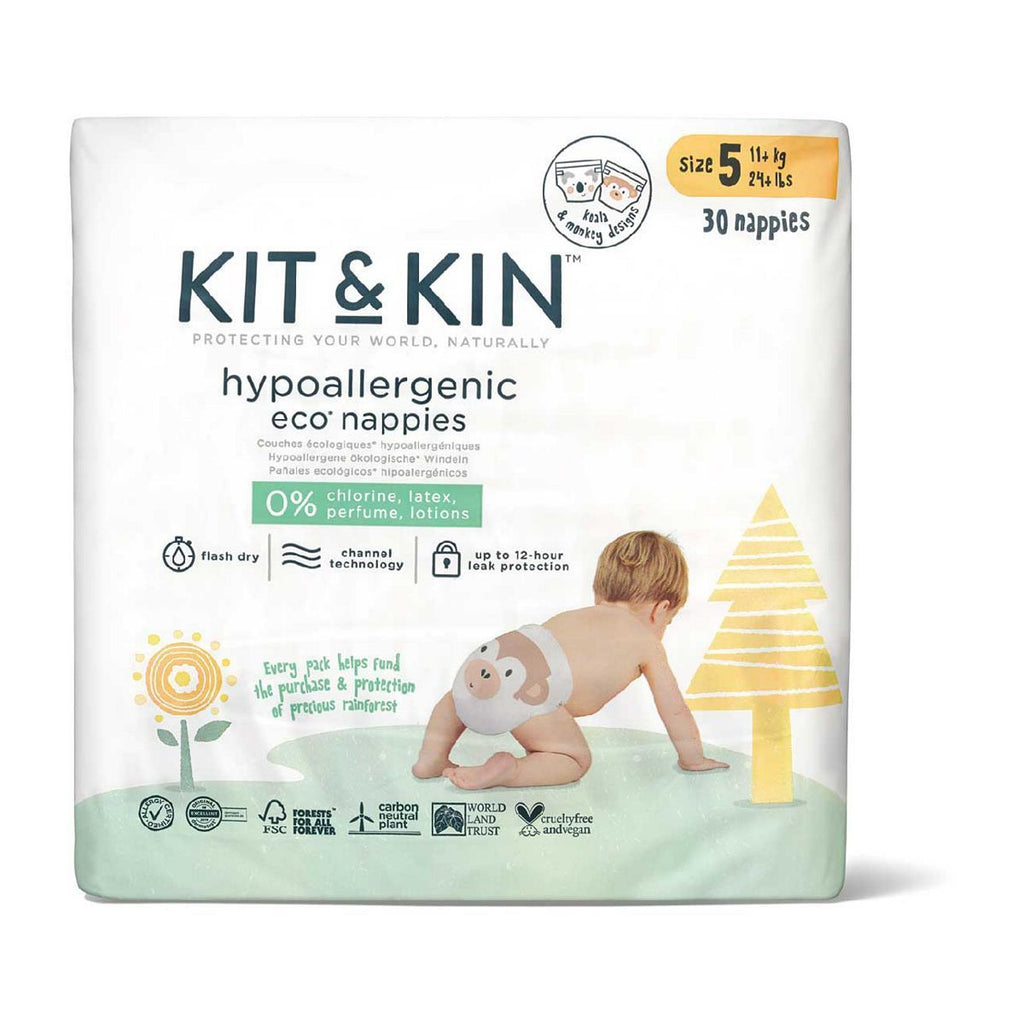 Kit & Kin Eco Nappies Size 5, 28 pack, 11kg+/24lbs+