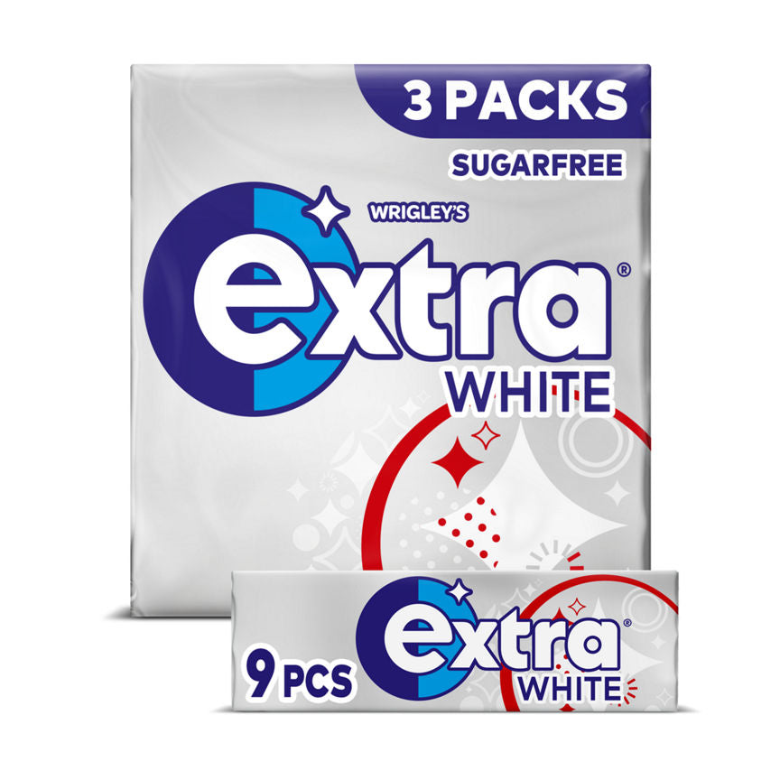 Wrigley's Extra White Sugar Free Chewing Gum  3 x 9 Pieces