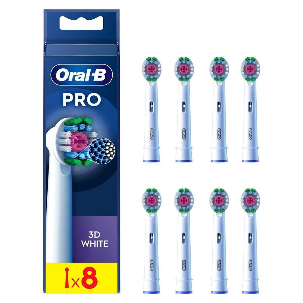 Oral-B 3D White Toothbrush Head with CleanMaximiser Technology, 8 Pack