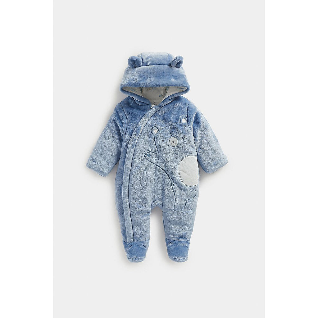 Mothercare My First Blue Fluffy Pramsuit