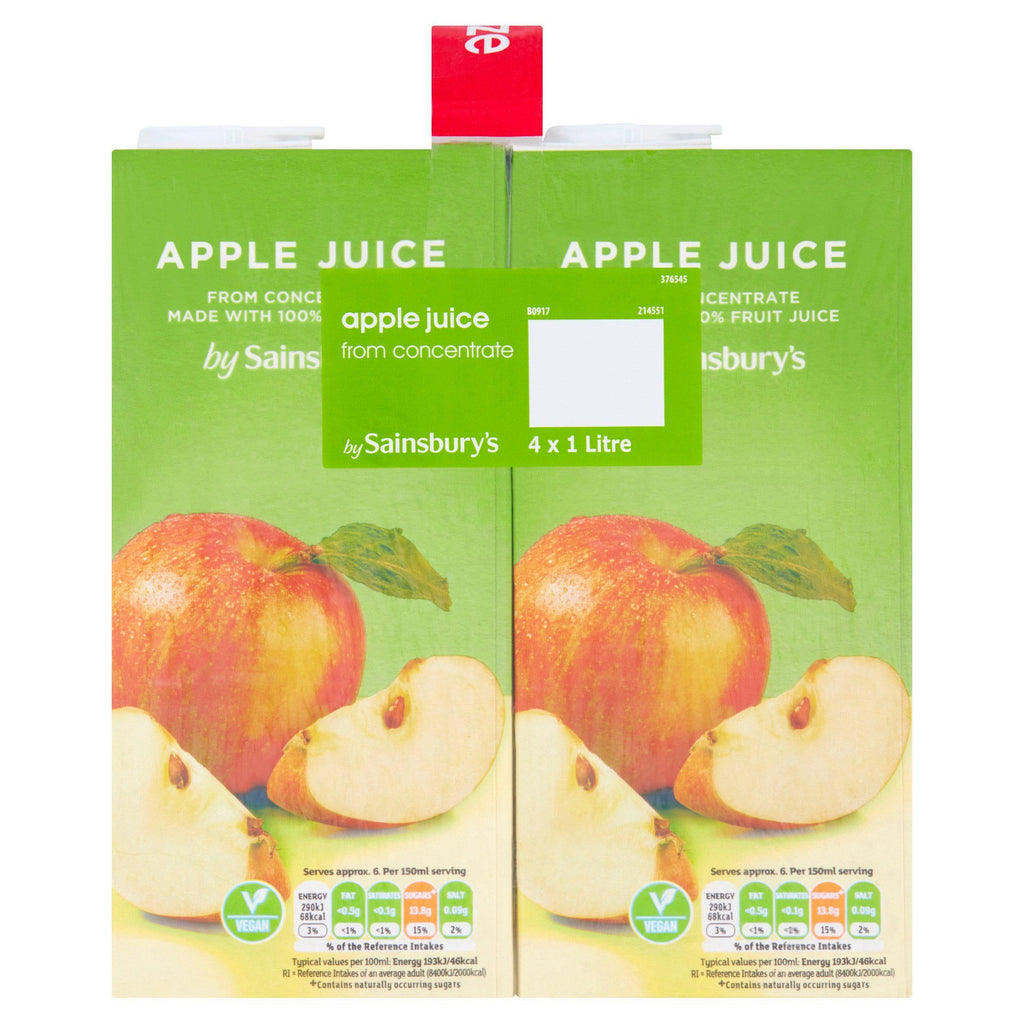 Sainsbury's Pure Apple Juice 4x1L