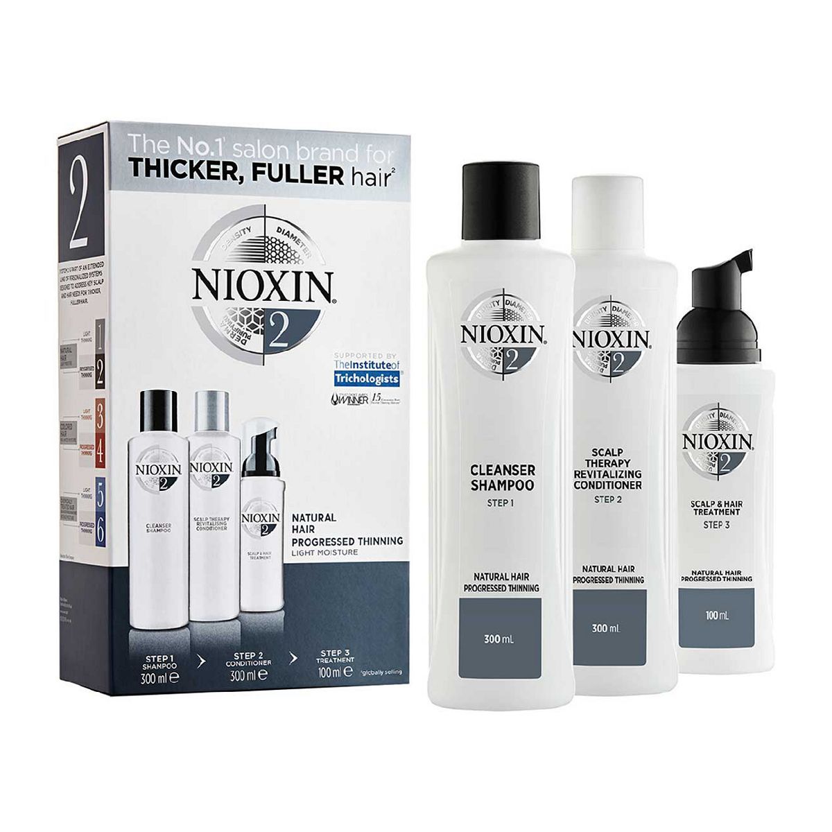 NIOXIN 3-part System 2 Loyalty Kit for Natural Hair with Progressed Thinning GOODS Boots   