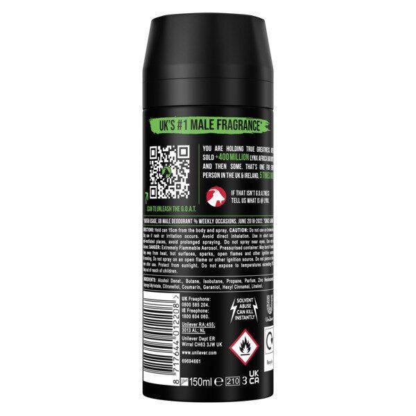 Lynx Deodorant Aerosol Bodyspray Africa 150ml GOODS Superdrug   