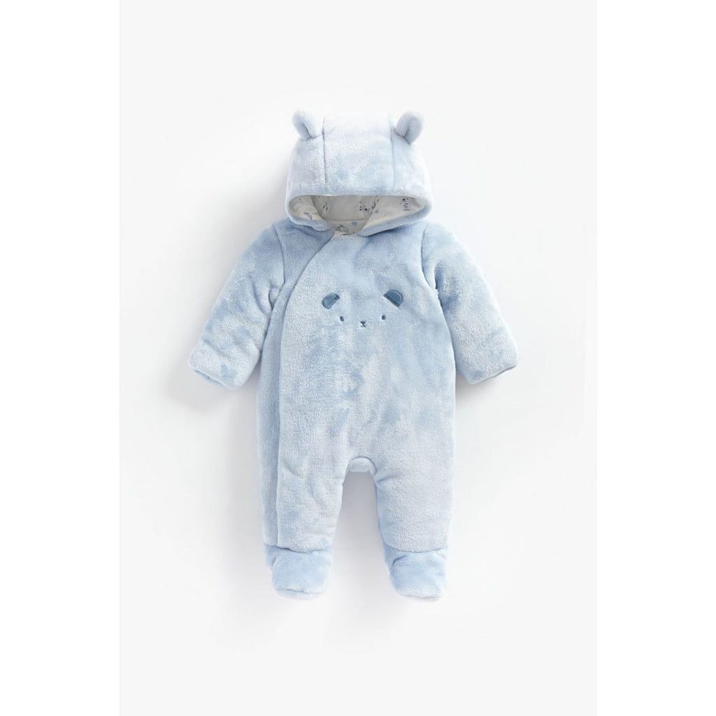 Newborn Boy Fluffy Fleece Pramsuit