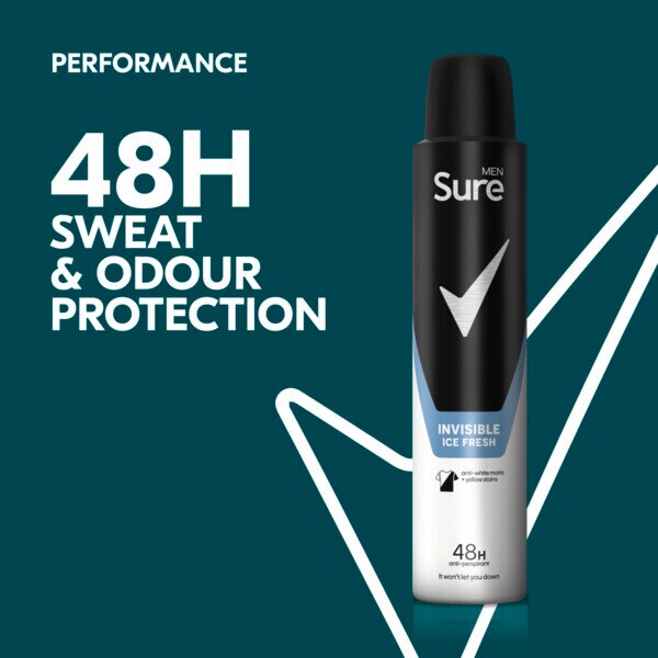 Sure Men Anti-Perspirant Aerosol Invisible Ice Fresh 200ml GOODS Superdrug   