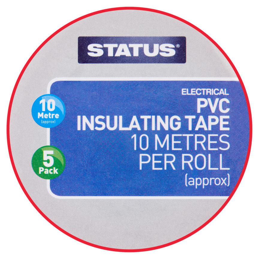 Status Electrical PVC Insulating Tape 10 Metre 5 Pack