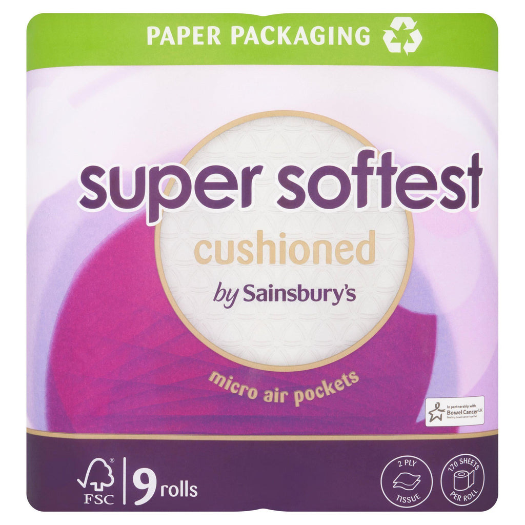 Sainsbury's Super Soft Toilet Tissue, Cushioned x9 Rolls