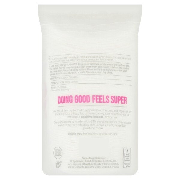 Superdrug 100% Pure Cotton Wool Pads - 50 Oval Pads GOODS Superdrug   