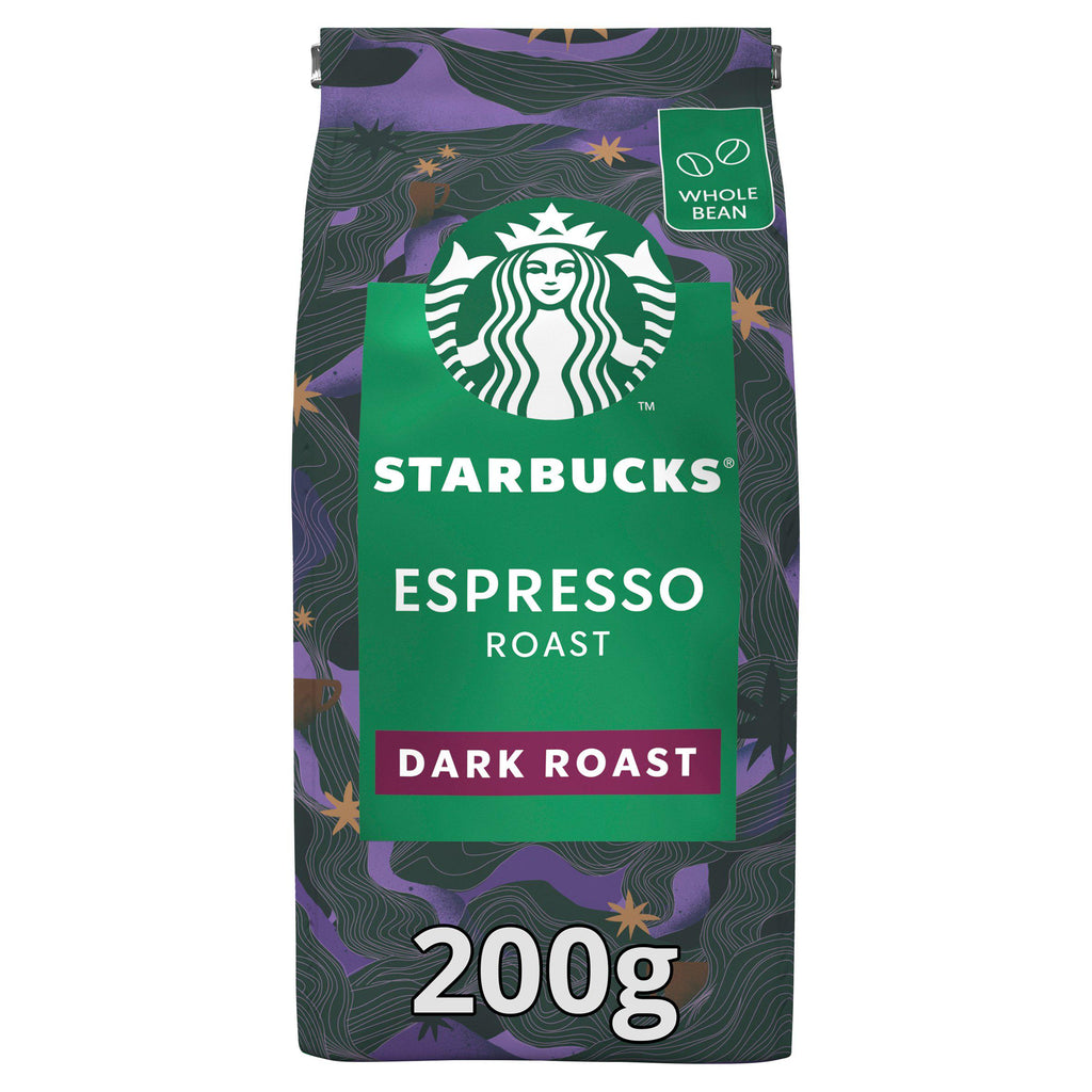 Starbucks Fairtrade Espresso Roast Dark Whole Bean 100% Arabica Coffee Bag 200g