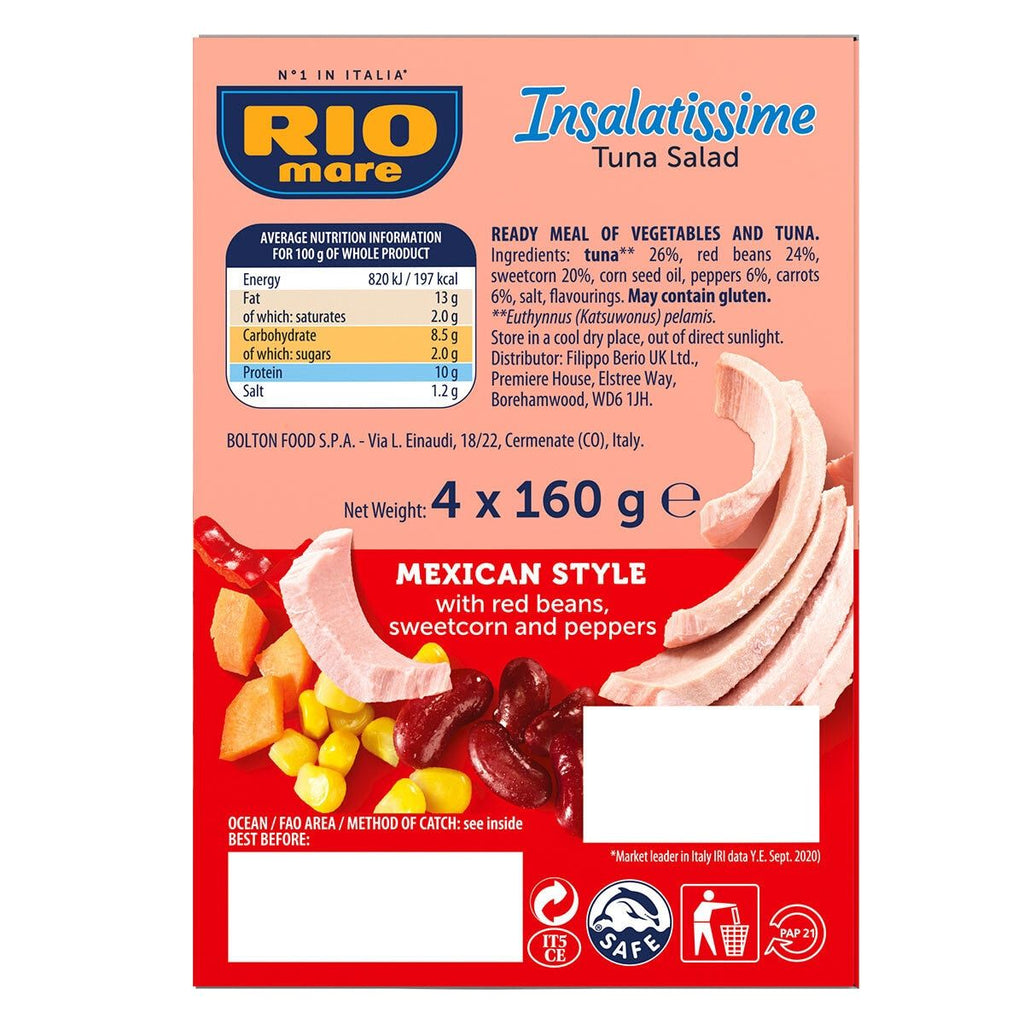 Rio Mare Insalatissime Mexican Style Tuna Salad, 4 x 160g