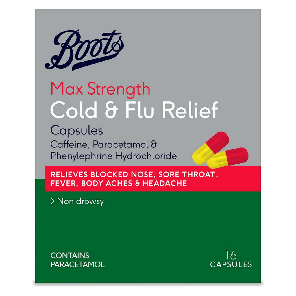 Boots Max Strength Cold & Flu Relief Capsules - 16 Capsules